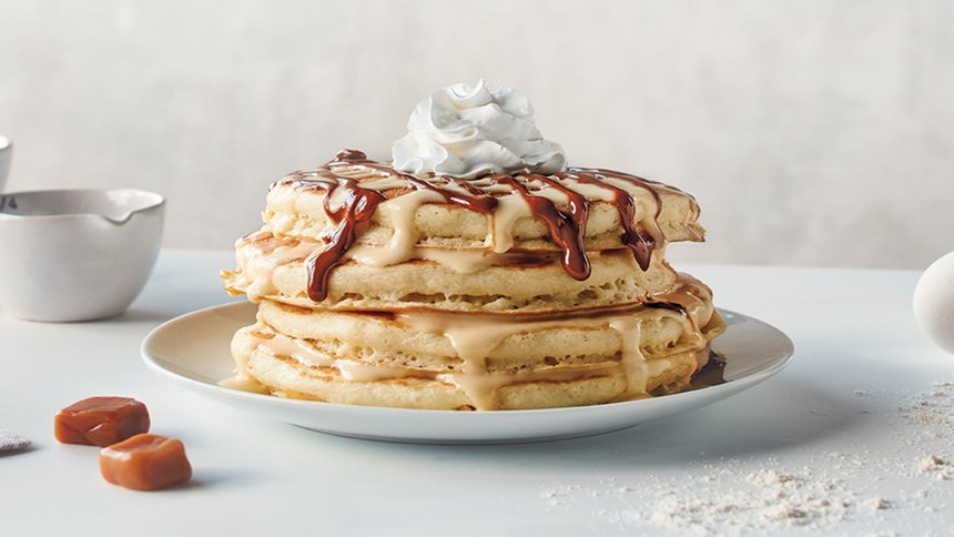 IHOP - Layered with dulce de leche cream, Caramel Bon Bon Pancakes
