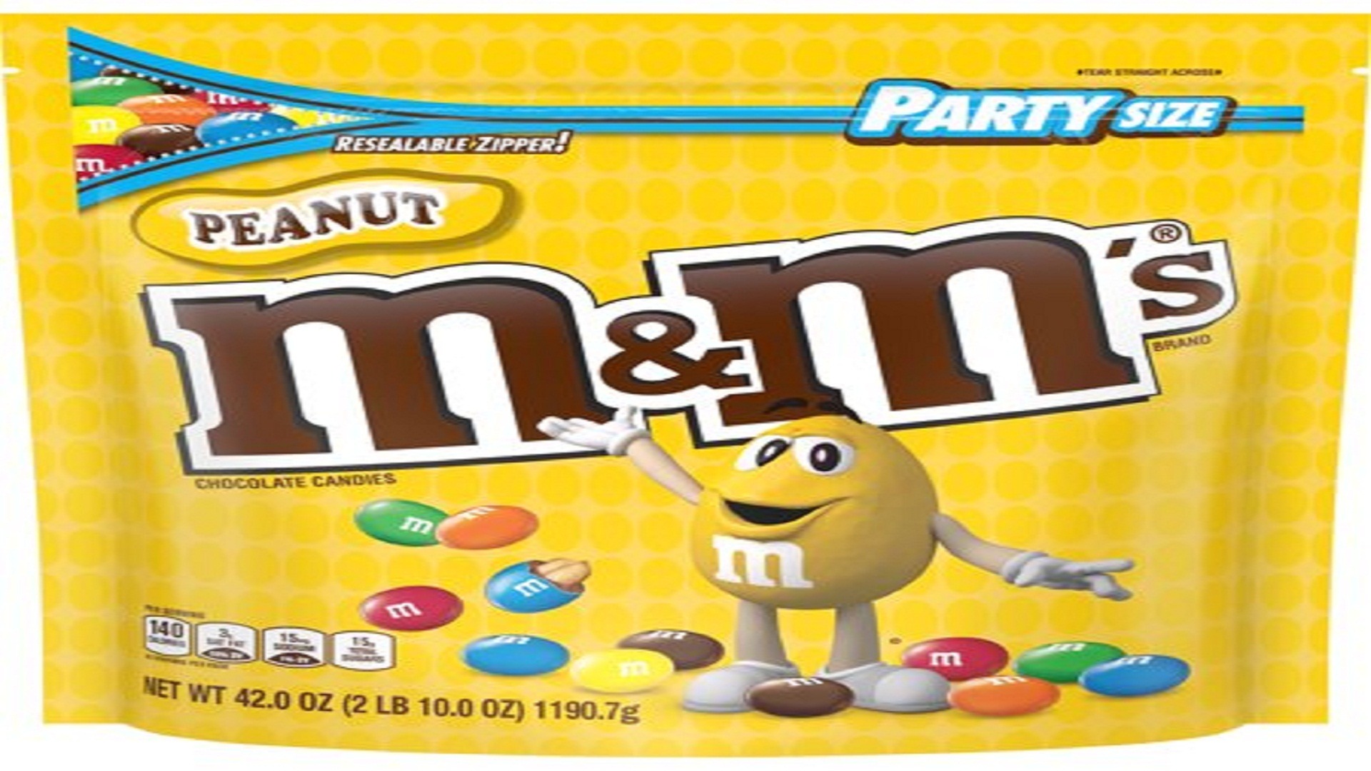  M&M'S Peanut Chocolate Candy Party Size Bag 42 Ounce