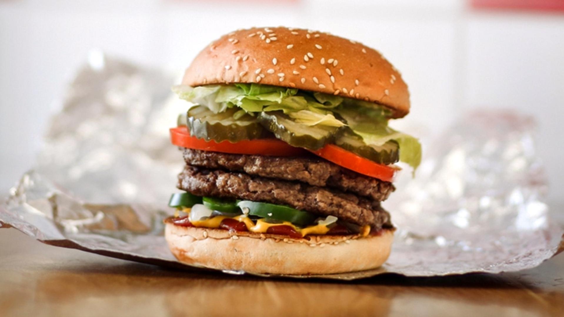 Five Guys Stafford Market Place: Cheeseburger, hot dog, fries, and