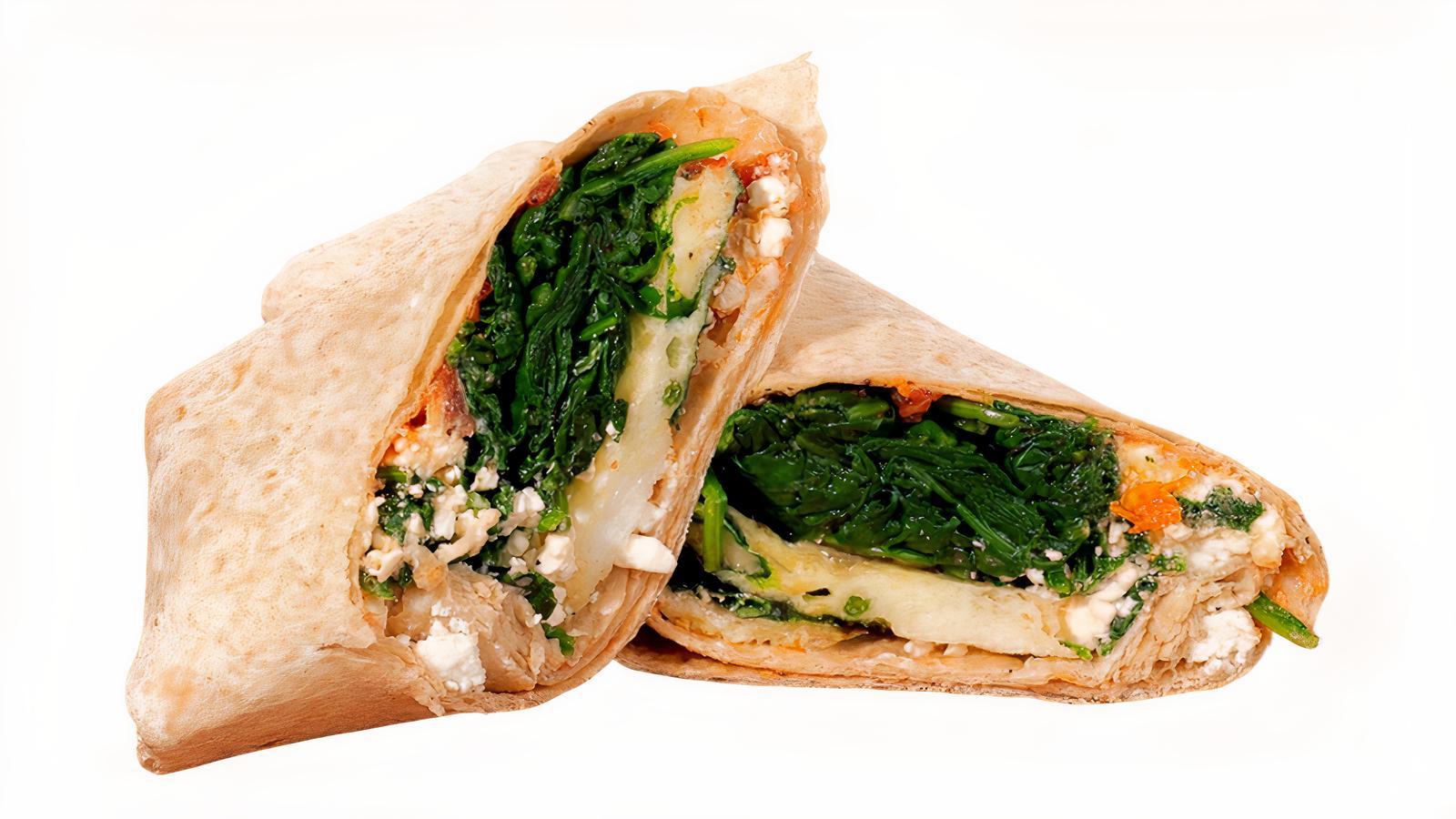 Egg White Wrap with Sun Dried Tomatoes, Feta, and Arugula - Lillie