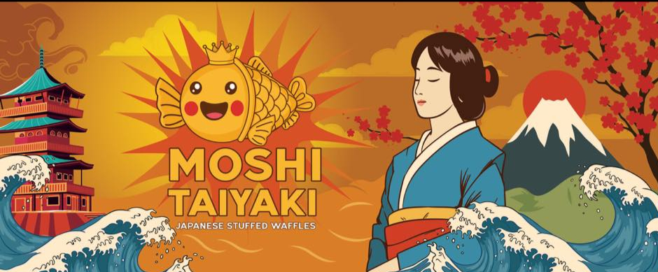 Moshi Taiyaki storefront and delicious taiyaki pastries